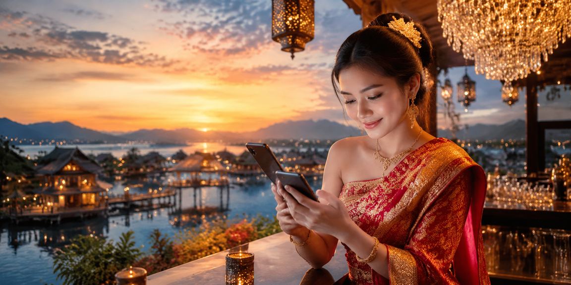 Inle ရေကန်တွင် Casino app ဖြင့် လောင်းကစားနေသောပုံ
