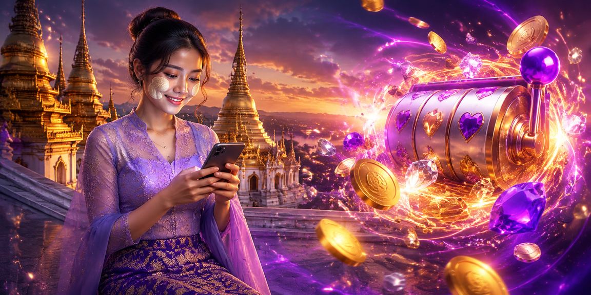 Sagaing ပင်လယ်ဘေးတွင် slot game ကစားနေသောပုံ